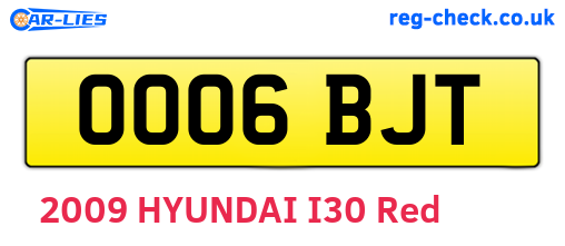 OO06BJT are the vehicle registration plates.