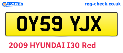 OY59YJX are the vehicle registration plates.