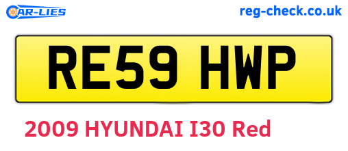 RE59HWP are the vehicle registration plates.