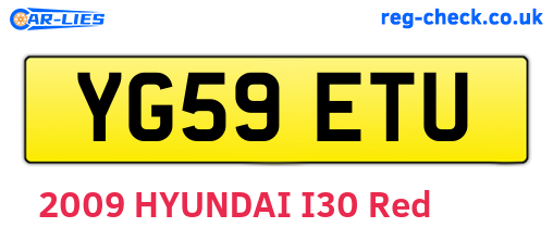 YG59ETU are the vehicle registration plates.