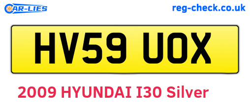 HV59UOX are the vehicle registration plates.