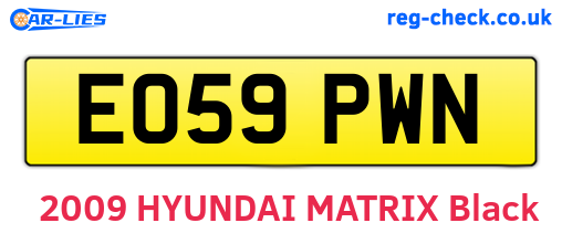EO59PWN are the vehicle registration plates.