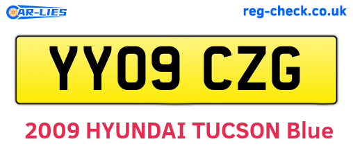 YY09CZG are the vehicle registration plates.