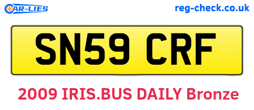 SN59CRF are the vehicle registration plates.
