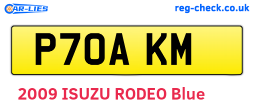P70AKM are the vehicle registration plates.