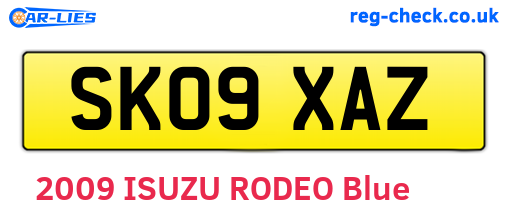 SK09XAZ are the vehicle registration plates.