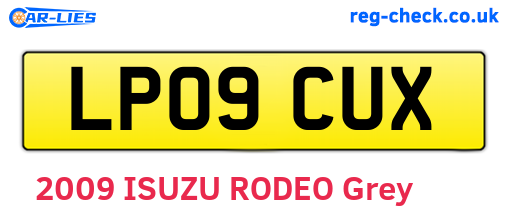 LP09CUX are the vehicle registration plates.
