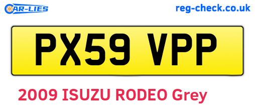 PX59VPP are the vehicle registration plates.
