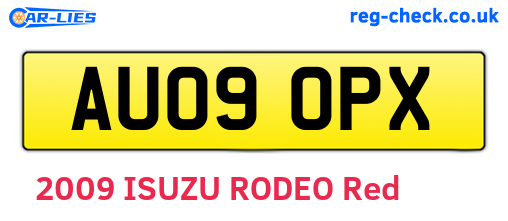 AU09OPX are the vehicle registration plates.