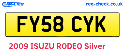 FY58CYK are the vehicle registration plates.
