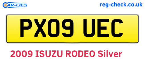 PX09UEC are the vehicle registration plates.