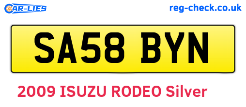 SA58BYN are the vehicle registration plates.