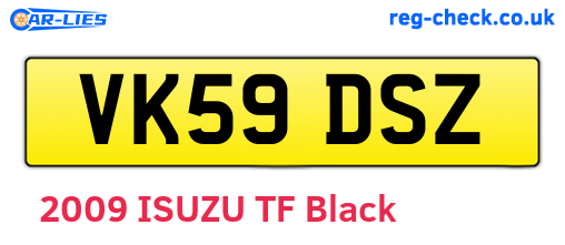VK59DSZ are the vehicle registration plates.