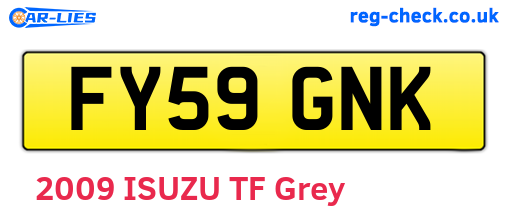 FY59GNK are the vehicle registration plates.