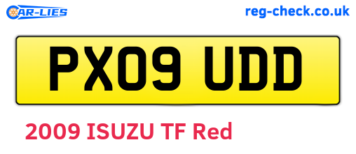 PX09UDD are the vehicle registration plates.
