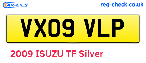 VX09VLP are the vehicle registration plates.