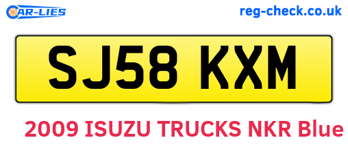 SJ58KXM are the vehicle registration plates.