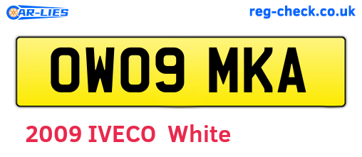 OW09MKA are the vehicle registration plates.
