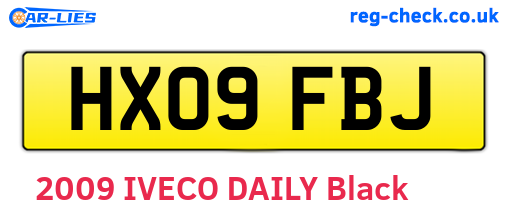 HX09FBJ are the vehicle registration plates.