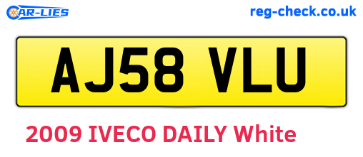 AJ58VLU are the vehicle registration plates.