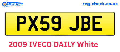 PX59JBE are the vehicle registration plates.