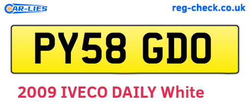 PY58GDO are the vehicle registration plates.