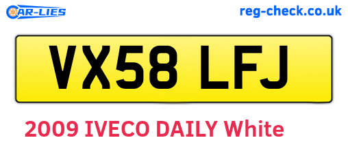 VX58LFJ are the vehicle registration plates.