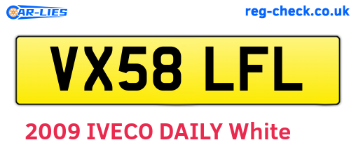 VX58LFL are the vehicle registration plates.