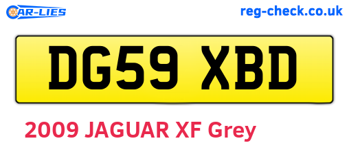 DG59XBD are the vehicle registration plates.