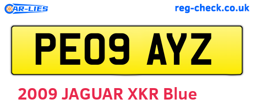 PE09AYZ are the vehicle registration plates.