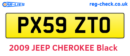 PX59ZTO are the vehicle registration plates.