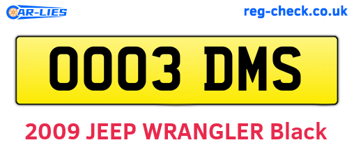 OO03DMS are the vehicle registration plates.