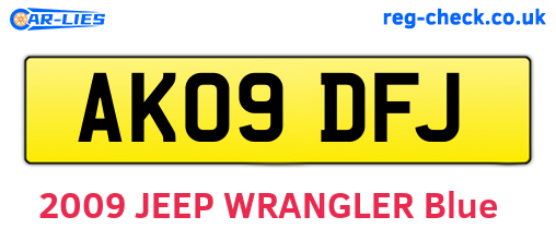 AK09DFJ are the vehicle registration plates.