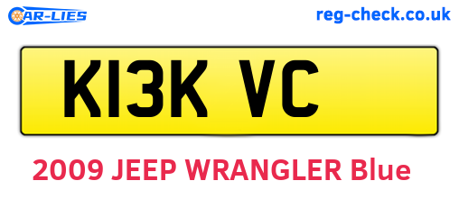 K13KVC are the vehicle registration plates.