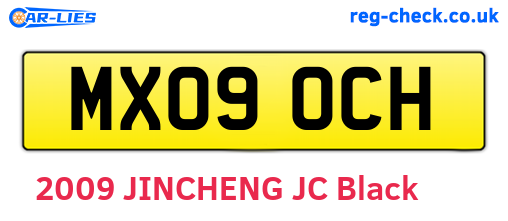 MX09OCH are the vehicle registration plates.