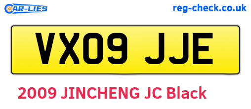 VX09JJE are the vehicle registration plates.