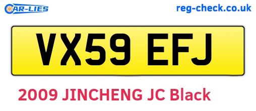 VX59EFJ are the vehicle registration plates.