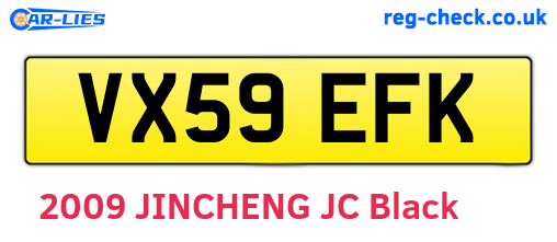 VX59EFK are the vehicle registration plates.