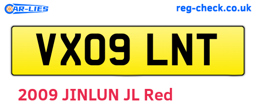 VX09LNT are the vehicle registration plates.