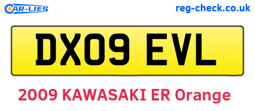 DX09EVL are the vehicle registration plates.