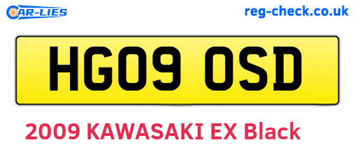 HG09OSD are the vehicle registration plates.