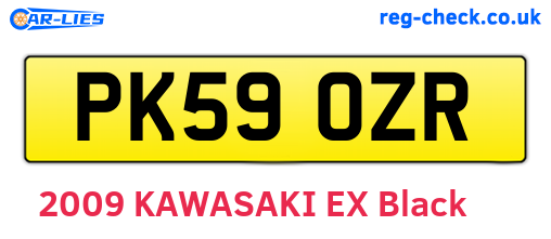 PK59OZR are the vehicle registration plates.