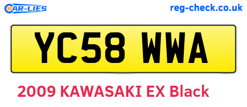 YC58WWA are the vehicle registration plates.