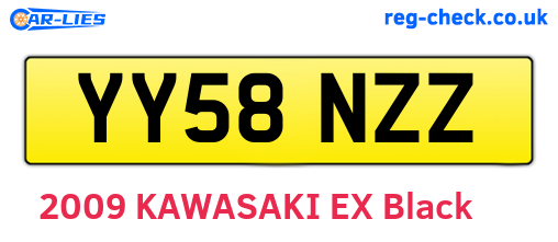 YY58NZZ are the vehicle registration plates.