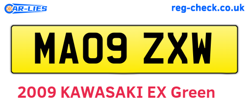 MA09ZXW are the vehicle registration plates.