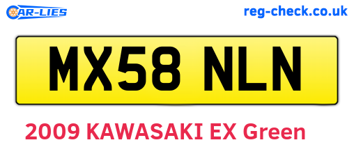 MX58NLN are the vehicle registration plates.