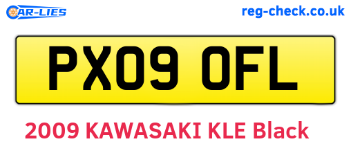 PX09OFL are the vehicle registration plates.