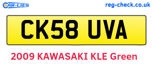 CK58UVA are the vehicle registration plates.