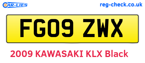 FG09ZWX are the vehicle registration plates.