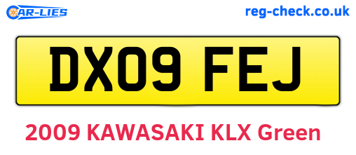 DX09FEJ are the vehicle registration plates.